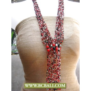 Multi Beaded Layer Necklaces Fashion Long